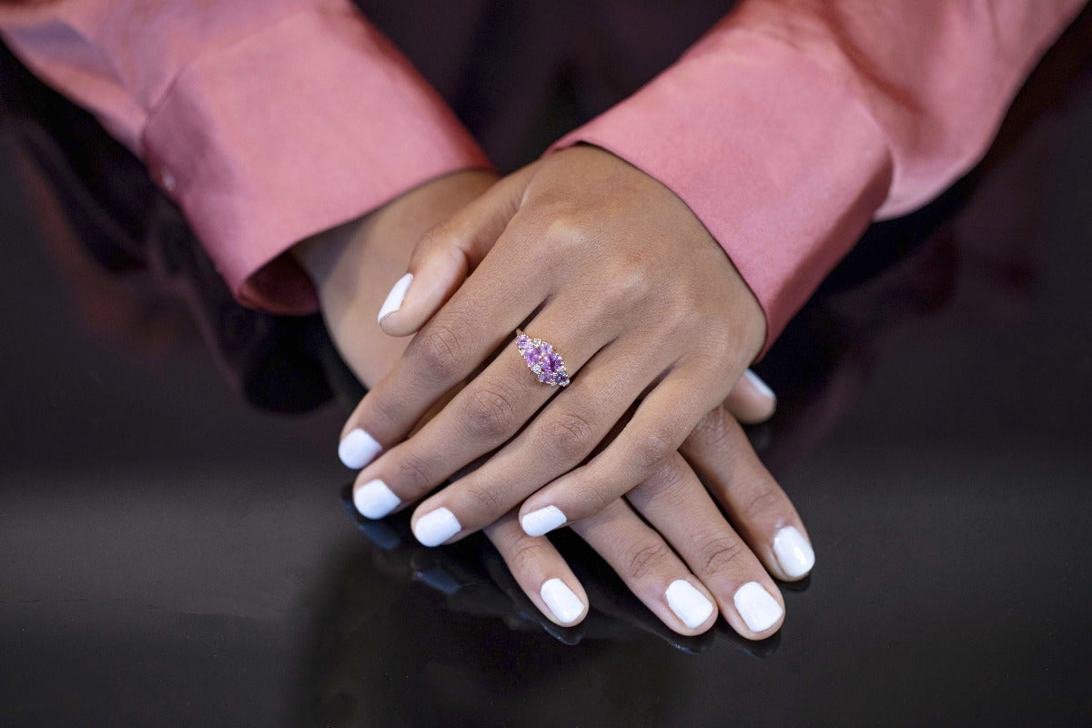 pink sapphire diamond bridal custom made bena jewelry design montreal