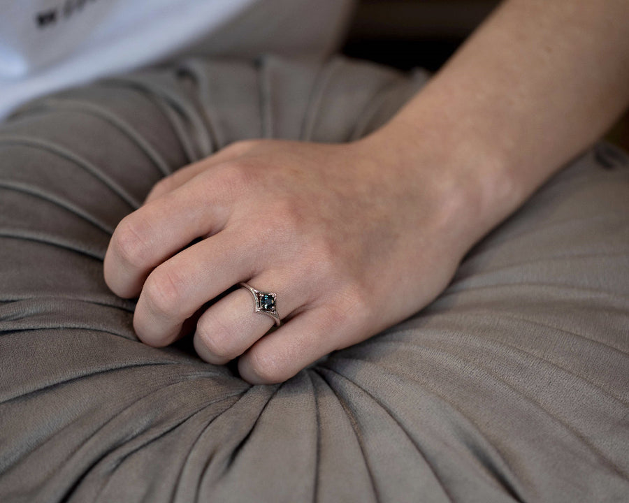 cushion blue sapphire white gold ruby mardi bridal ring montreal bena jewelry