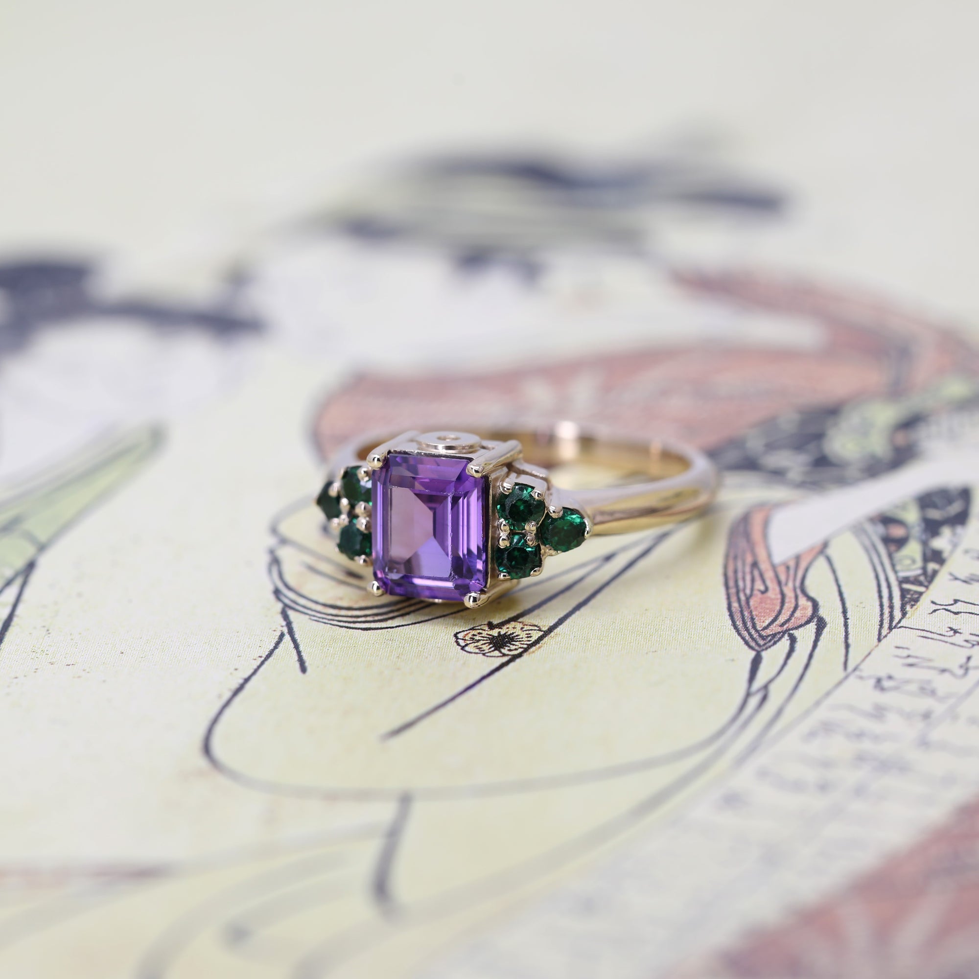 Amethyst Cocktail Ring, illustrating its bold presence and contemporary elegance. By Bena Jewlery designer Montreal.
