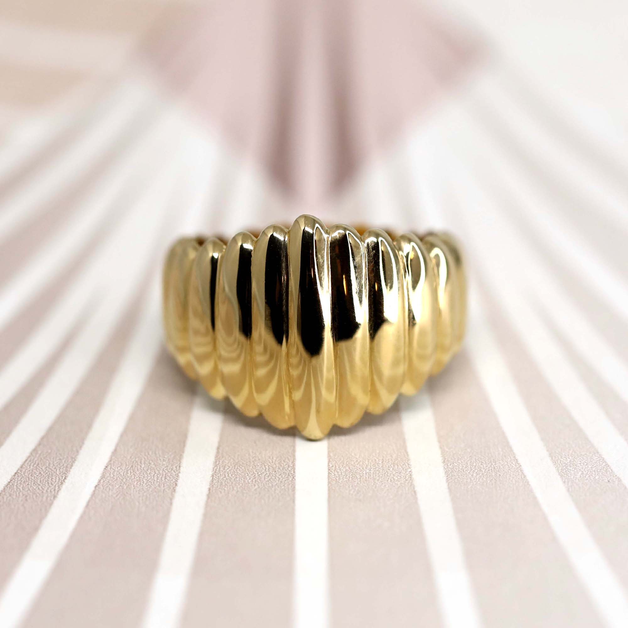 Side view of Pigalle Ring in Yellow Gold – A contemporary unisex fine jewelry piece with a structured, architectural design.