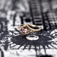 peach zircon yellow gold engagement ring bena jewelry designer montreal fine jeweler canada