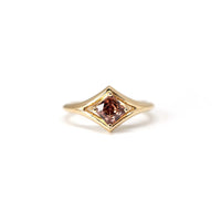 asscher cut brown zircon peach color yellow gold bridal engagement ring made in montreal bena jewelry custom designer