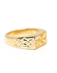 vermeil gold signet men ring made by bena jewelry designer in montreal on a white background