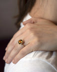 bena jewelry custom made ring yellow gold citrine fancy shape montreal