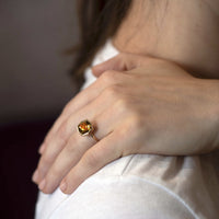 bena jewelry custom made ring yellow gold citrine fancy shape montreal