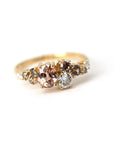 oval shape natural peach zircon and brown diamond statement bridal ring bena jewelry designer montreal ruby mardi fine jewellery canada