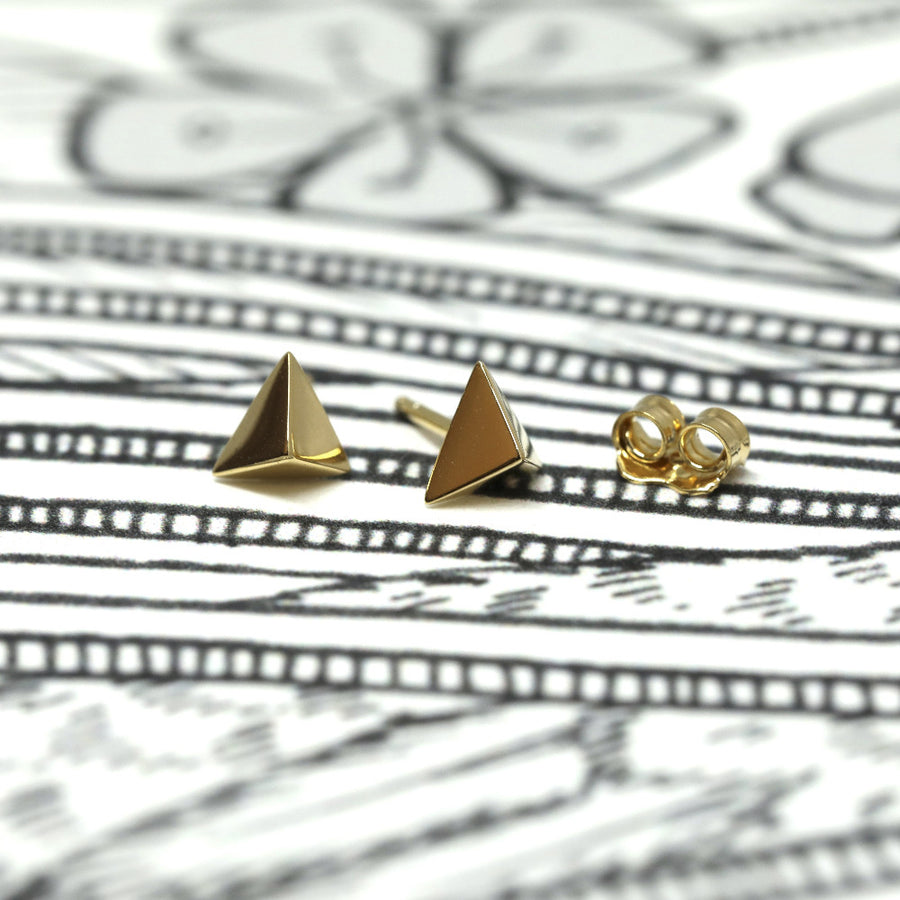 yellow gold small stud earrings montreal bena jewelry