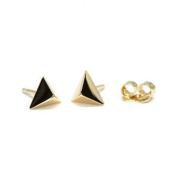 yellow gold delta stud edgy earrings unisex bena jewelrydesign
