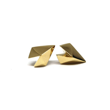 yellow gold edgy heart shape stud earrings by bena jewelry