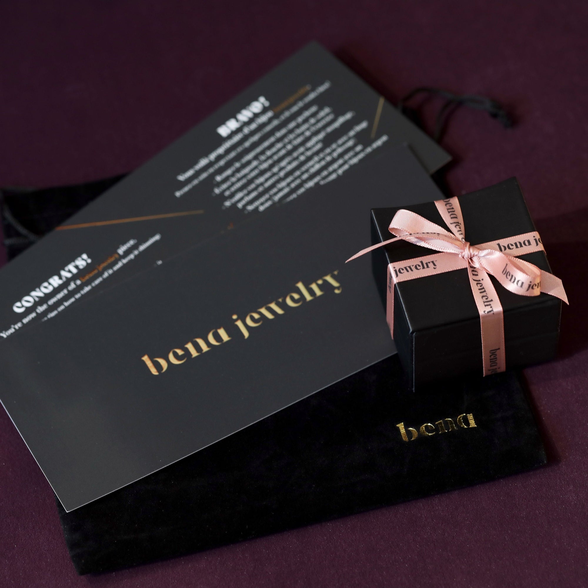 Bena Jewelry’s signature gift box, holding the Electric Diamond Studs. A luxurious and thoughtful presentation handcrafted in Montreal.