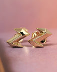 yellow gold electric shape edgy earrings bena jewelry designer montreal canada