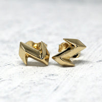 yellow gold small edgy stud earrings bena jewelry designer montreal canada