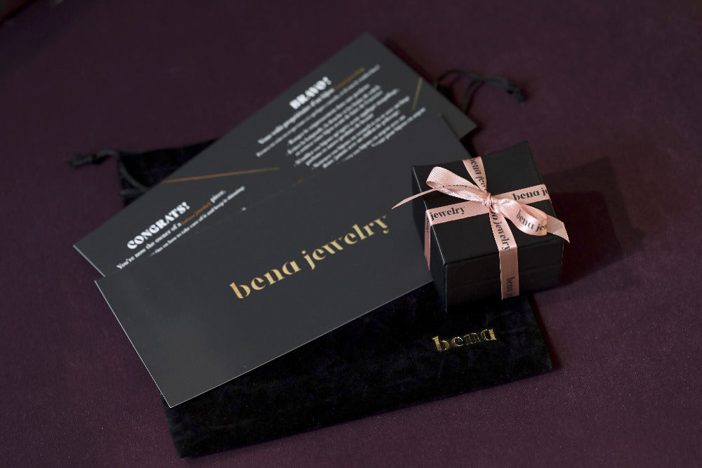 stud earrings black box packaging montreal made bena jewelry designer 