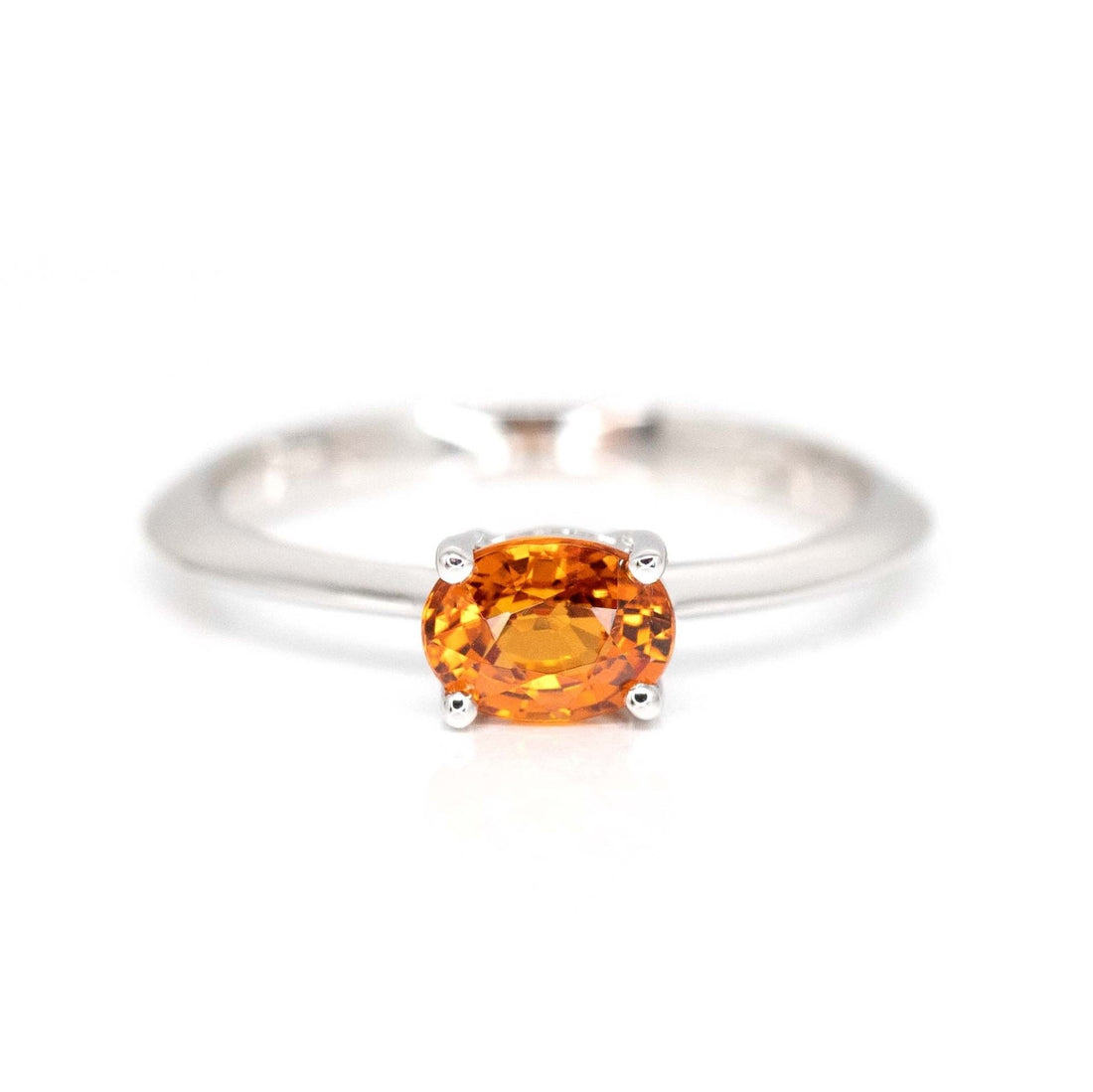 Oval Vivid Orange Spessartite Garnet Gold Ring