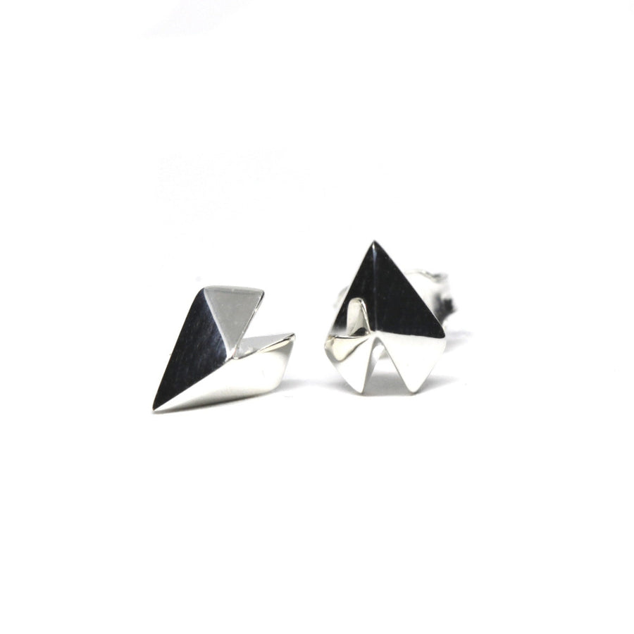 white gold heart shape edgy stud earrings bena jewelry