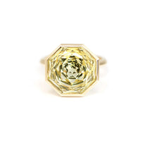 lemon quartz octagon yellow gold statement ring made in montreal on a white background