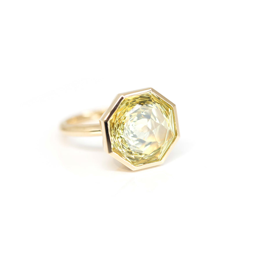 lemon quartz yellow gold statement fine jewelry custom made in montreal artisan bena jewelry designer