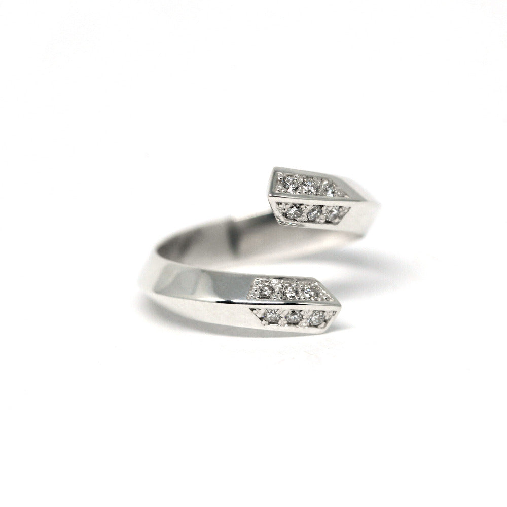 Bold white gold band with diamonds, part of the Fancy Edgy collection by Montreal designer Bena Jewelry.