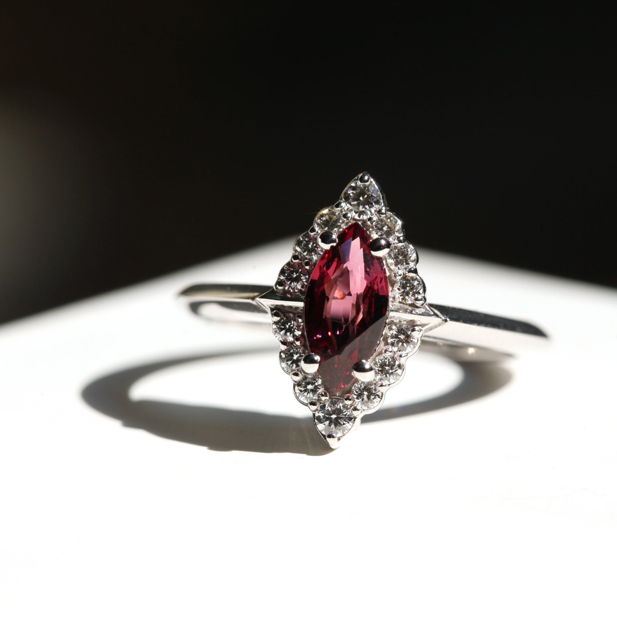 MARQUISE RHODOLITE AURA | White Gold Ring