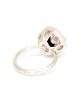 Octagon Deep Pink Rose Quartz White Gold Bijou Ring