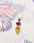 Pear Shape Citrine & Oval Shape Ruby Gold Pendant