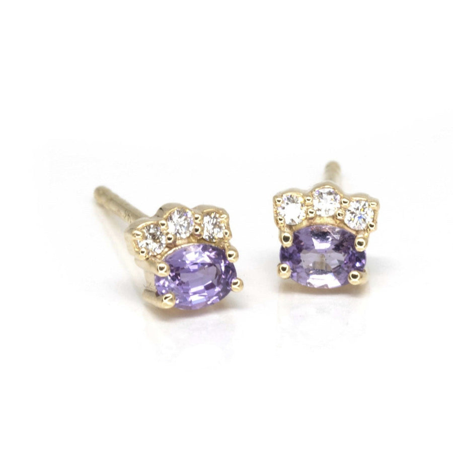 oval shape purple sapphire diamond stud earrings canada bena jewelry design