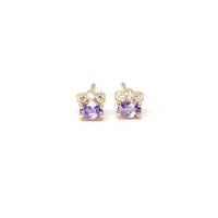 purple sapphire oval shape diamond gold earrings bena jewelry