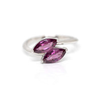 Double Marquise Pinkish-Red Garnet Gold Ring