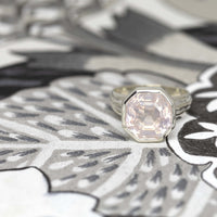 rose quartz octagon shape silver ring made by bena jewelry