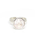 rose quartz ring octagon shape statement silver ring designer by bena jewelry in montreal
