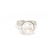 rose quartz ring octagon shape statement silver ring designer by bena jewelry in montreal