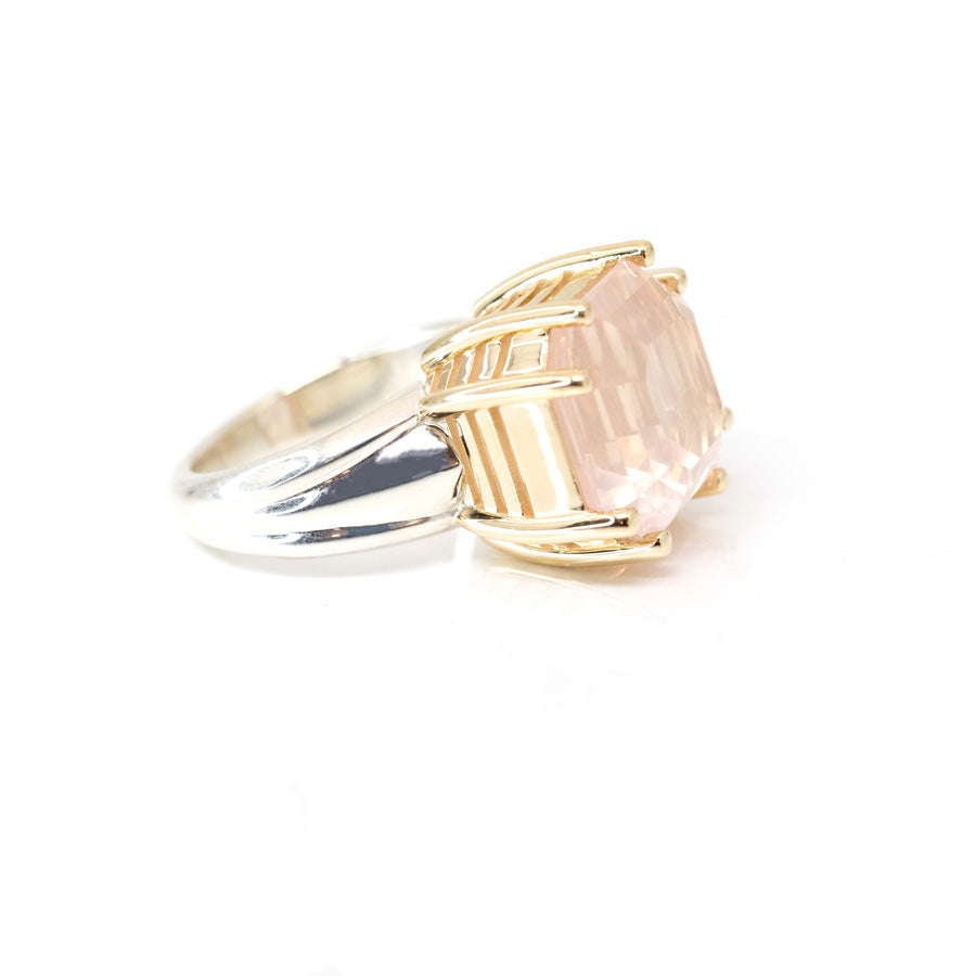 Large Octagon Rose Quartz Bijou Ring