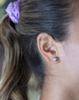 yellow gold color gemstone stud earrings baguette blue zircon diamond bena jewelry