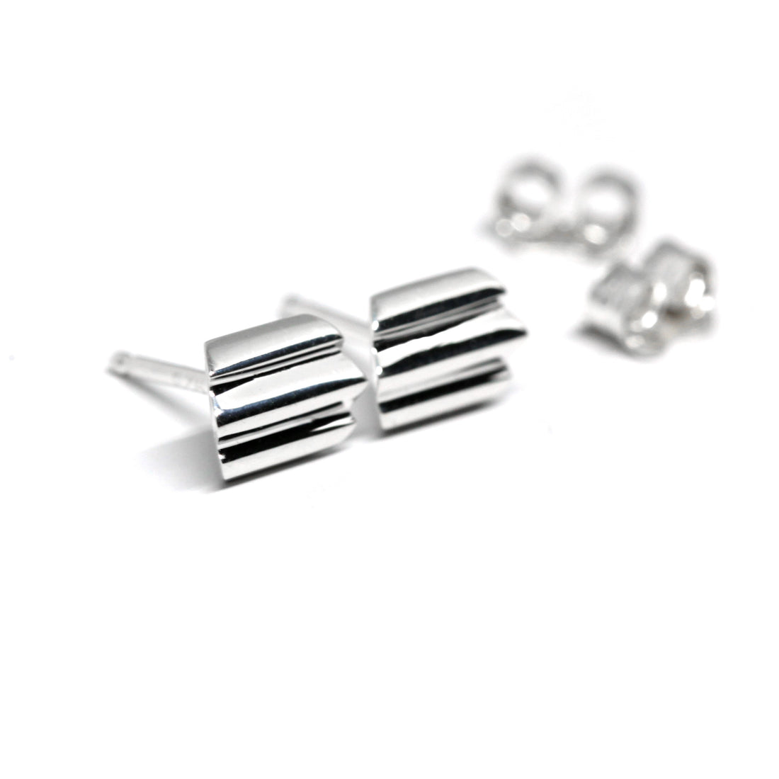 white gold minimalist stud earrings bena jewelryu designer montreal canada