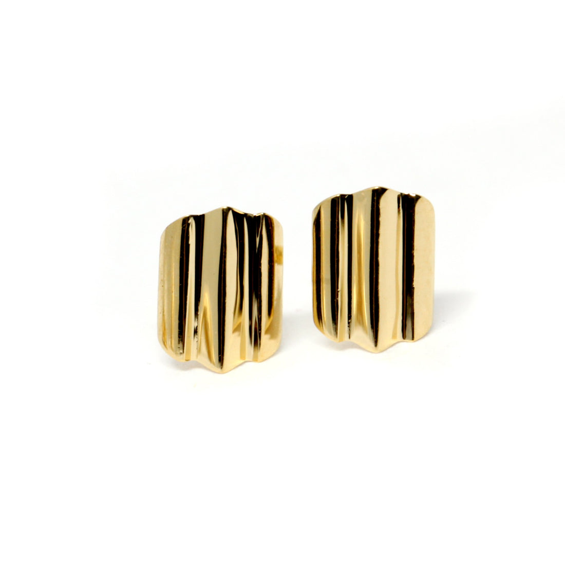 slick yellow gold stud earrings bena jewelry designer canda unisex jewels