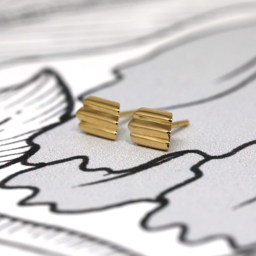 slick earrings yellow gold studs montreal made bena jewelry designer