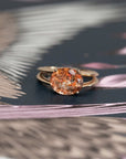oval shape sunstone gemstone rose gold bridal ring montreal bena jewelry designer canada