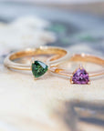 set of minimalist bridal ring on a multi color with natural color gemstone rose and yellow gold montreal made