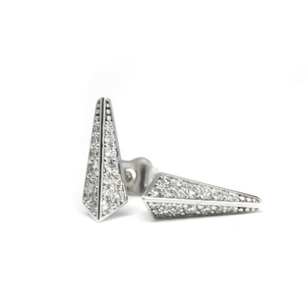 Diamond Blade Earrings in white gold with brilliant diamonds, part of the Fancy Edgy collection by Montreal-based Bena Jewelry.