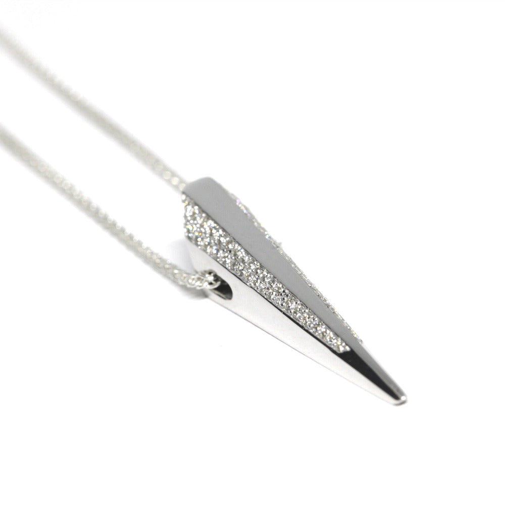 Side view of Diamond Pike Pendant, edgy design with a refined finish, part of the Fancy Edgy collection by Bena Jewelry.