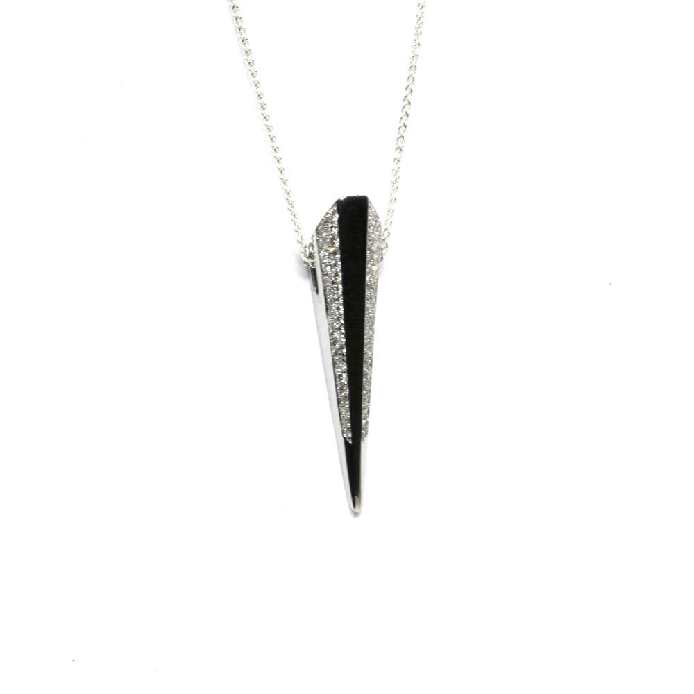 Front view of Diamond Pike Pendant in white gold, highlighting high-end craftsmanship and contemporary style, made in Canada.
