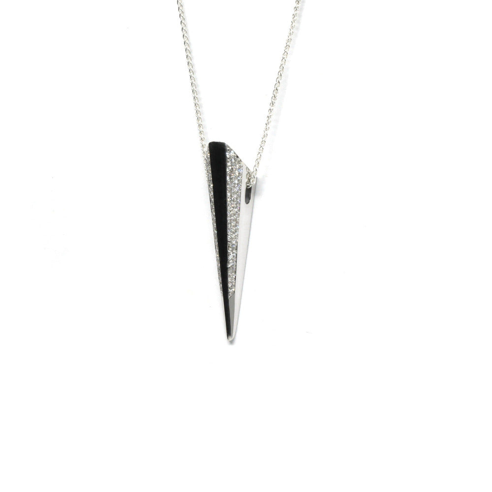 Side view of Diamond Pike Pendant, edgy design with a refined finish, part of the Fancy Edgy collection by Bena Jewelry.