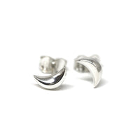 white moon shape stud earrings bena jewelry montreal designer