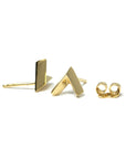 yellow gold edgy earrings bena jewelry arrow studs unisex design
