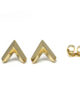 yellow gold edgy arrow earrings bena jewelry designer montreal made unisex studs