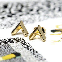 arrow sharp edgy earrings bena jewelry designer montreal made yellow gold studs