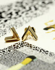 edgy yellow gold stud earrings bena jewelry design montreal made in canada