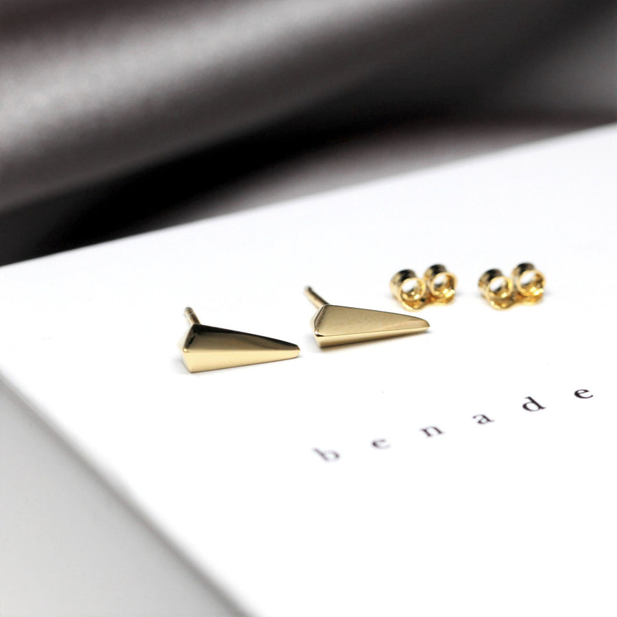 yellow gold edgy stud earrings bena fine jewelry montreal designer canada