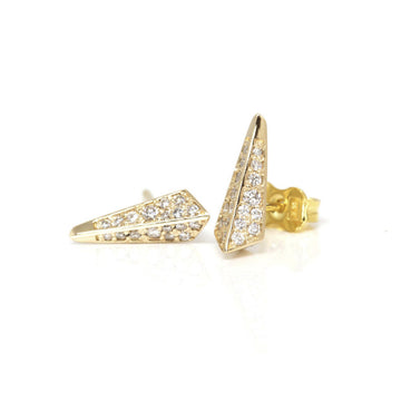 yellow gold diamond edgy stud earrings bena jewelry montreal designer