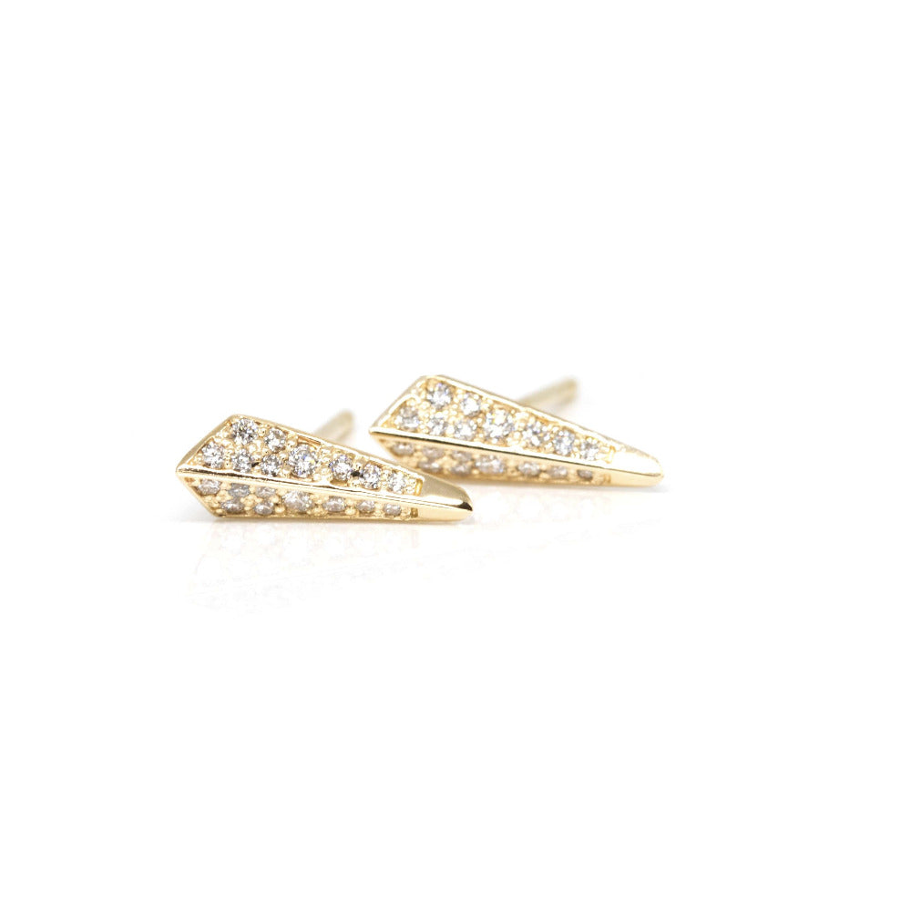 edgy diamond yellow gold blade stud earrings unisex bena jewelry montreal